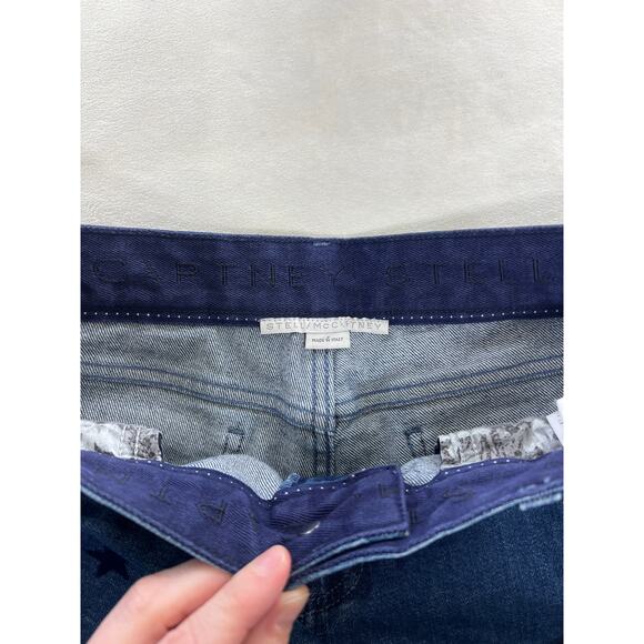 Stella McCartney Textured Scattered Star Denim Blue Flare Jean Y2k 27 / 4 - Picture 6 of 10